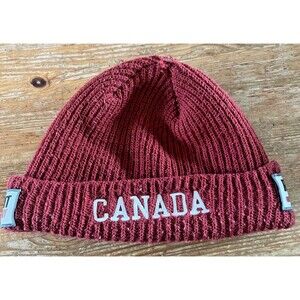 Vintage Roots Canada Beanie Hat Dark Red Right To Play 2010 Vancouver Olympics